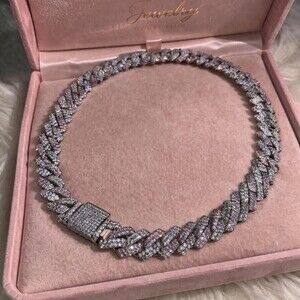 Pink And Silver Cuban Choker 16inch